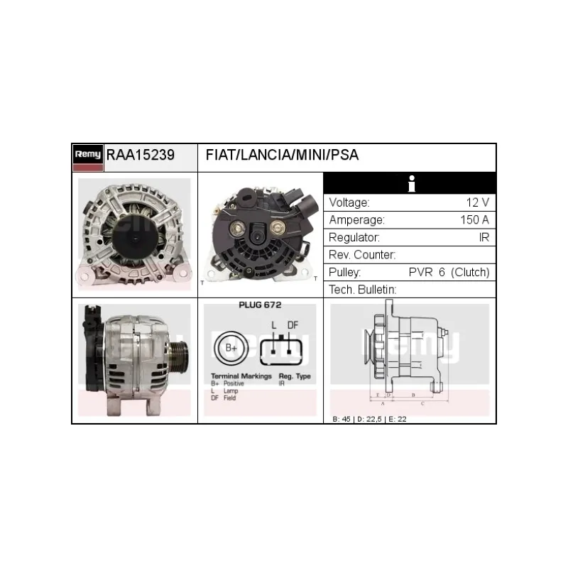 Alternateur REMY RAA15239