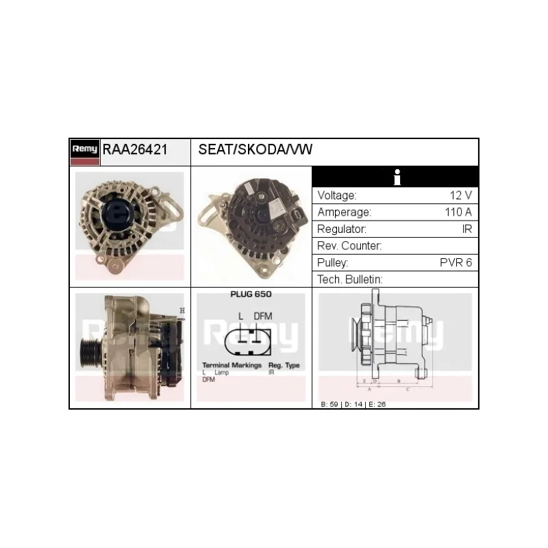 Alternateur REMY RAA26421