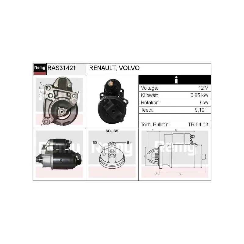 Démarreur REMY RAS31421