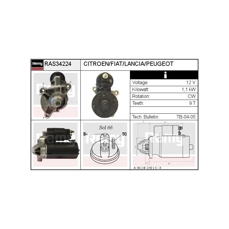 Démarreur REMY RAS34224