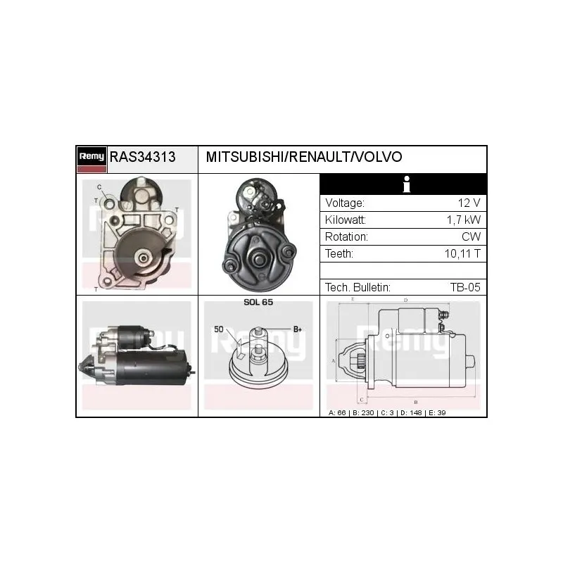 Démarreur REMY RAS34313