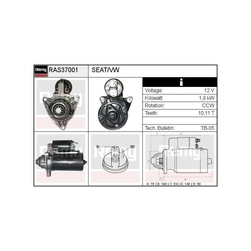 Démarreur REMY RAS37001