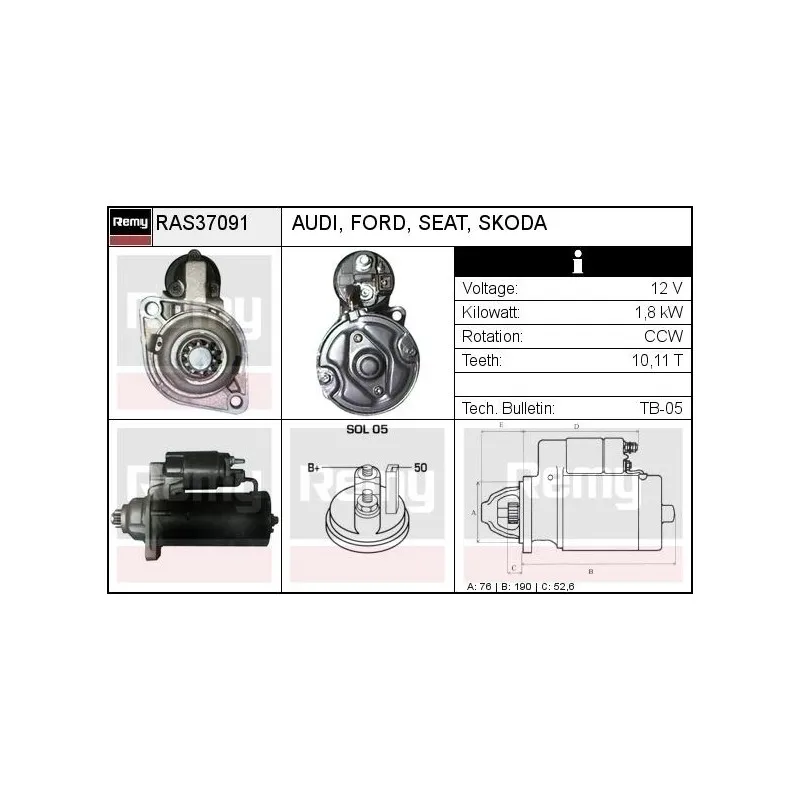 Démarreur REMY RAS37091