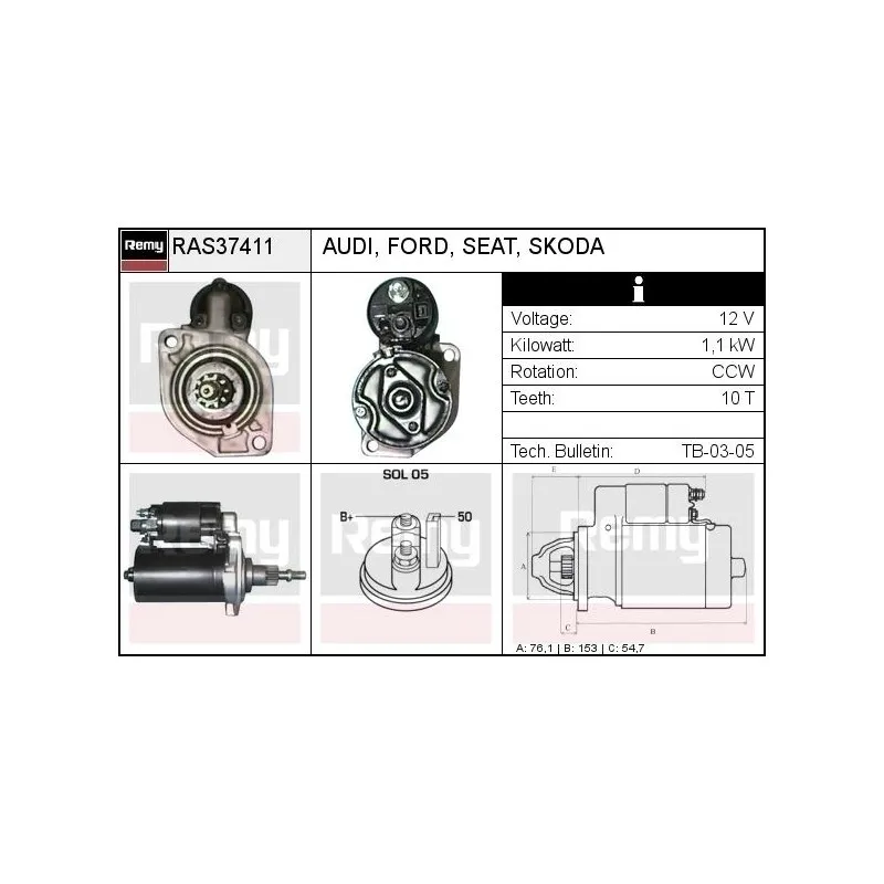 Démarreur REMY RAS37411