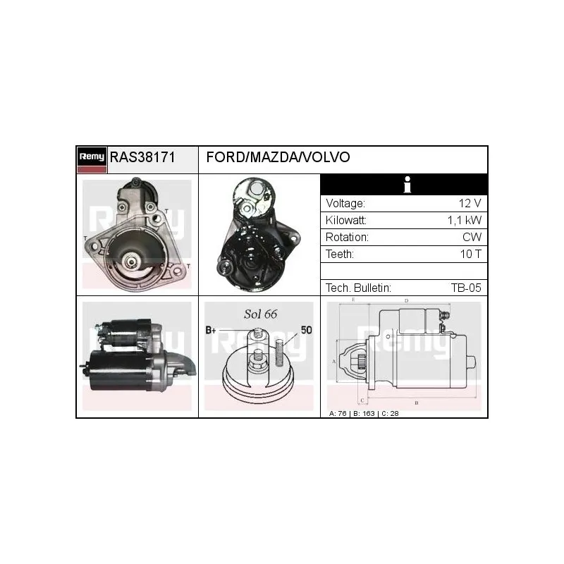Démarreur REMY RAS38171