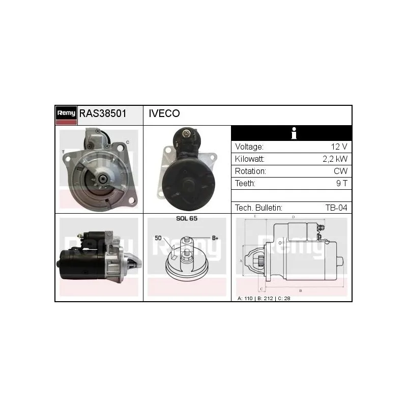 Démarreur REMY RAS38501