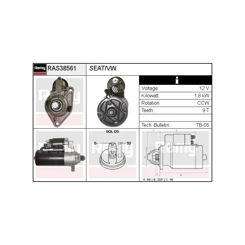 Démarreur REMY RAS38561