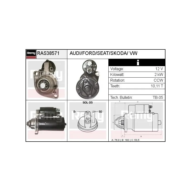Démarreur REMY RAS38571