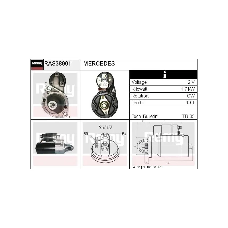 Démarreur REMY RAS38901