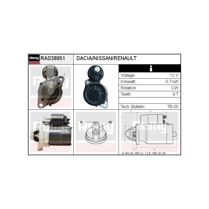 Démarreur REMY RAS38951