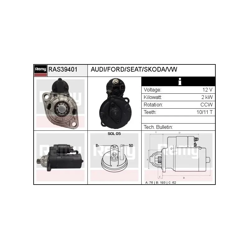 Démarreur REMY RAS39401