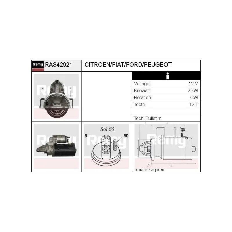 Démarreur REMY RAS42921