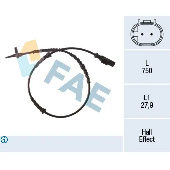 Capteur, vitesse de roue FAE 78265