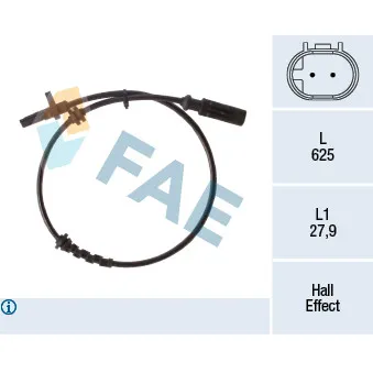 Capteur, vitesse de roue FAE 78267