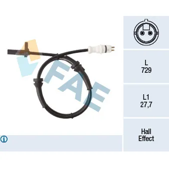 Capteur, vitesse de roue FAE 78300