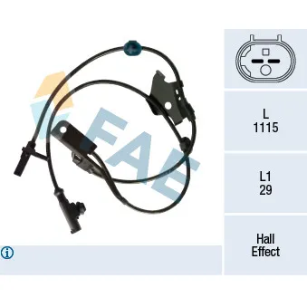 Capteur, vitesse de roue FAE 78390
