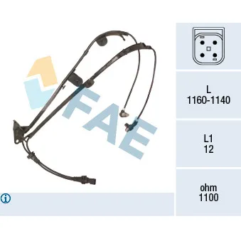 Capteur, vitesse de roue FAE 78396