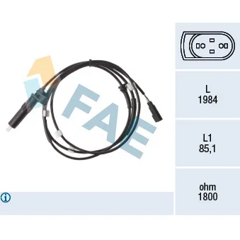 Capteur, vitesse de roue FAE 78475