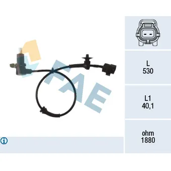 Capteur, vitesse de roue FAE 78480