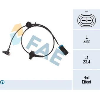 Capteur, vitesse de roue FAE 78492