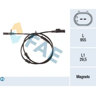 Capteur, vitesse de roue FAE 78501