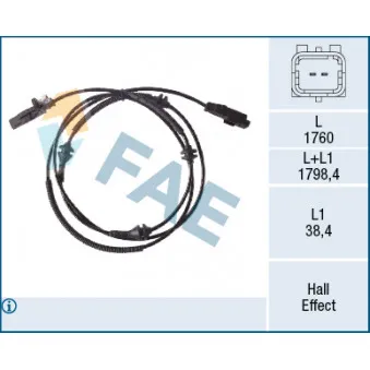 Capteur, vitesse de roue FAE 78518