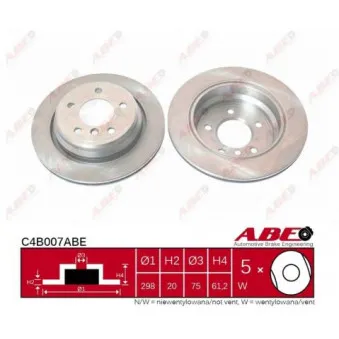 Jeu de 2 disques de frein arrière ABE C4B007ABE