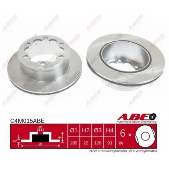 Jeu de 2 disques de frein arrière ABE C4M015ABE