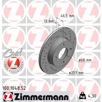 Jeu de 2 disques de frein avant ZIMMERMANN 100.1048.52