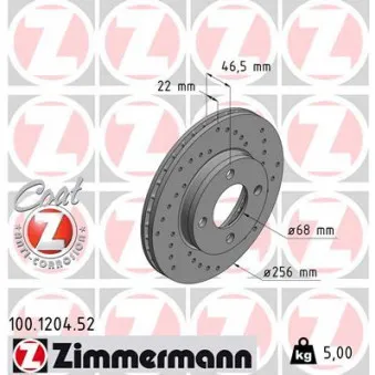 Jeu de 2 disques de frein avant ZIMMERMANN 100.1204.52