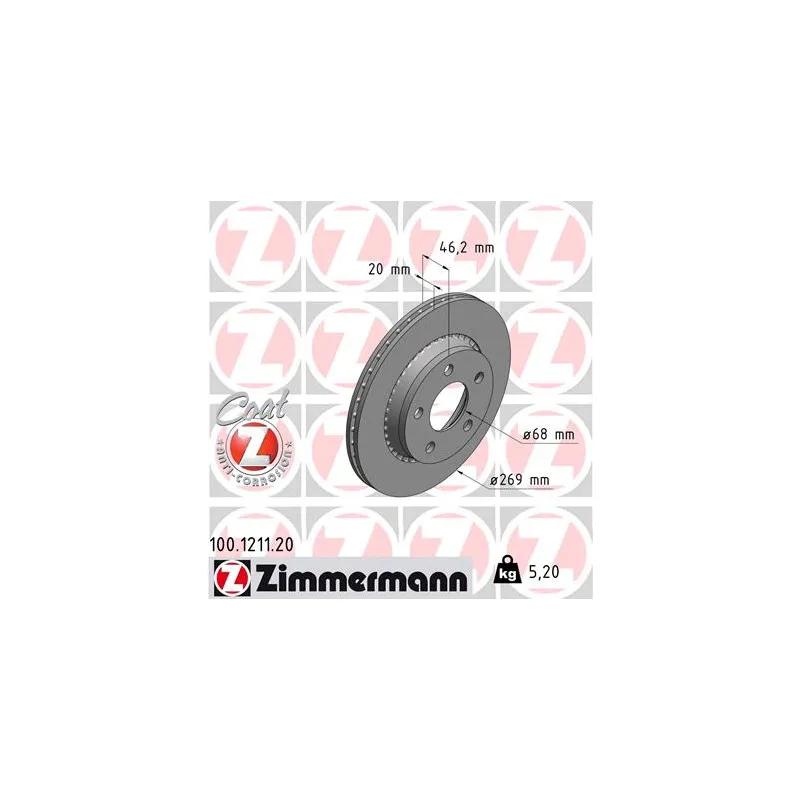Jeu de 2 disques de frein arrière ZIMMERMANN 100.1211.20