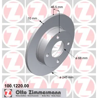 Jeu de 2 disques de frein arrière ZIMMERMANN 100.1220.00