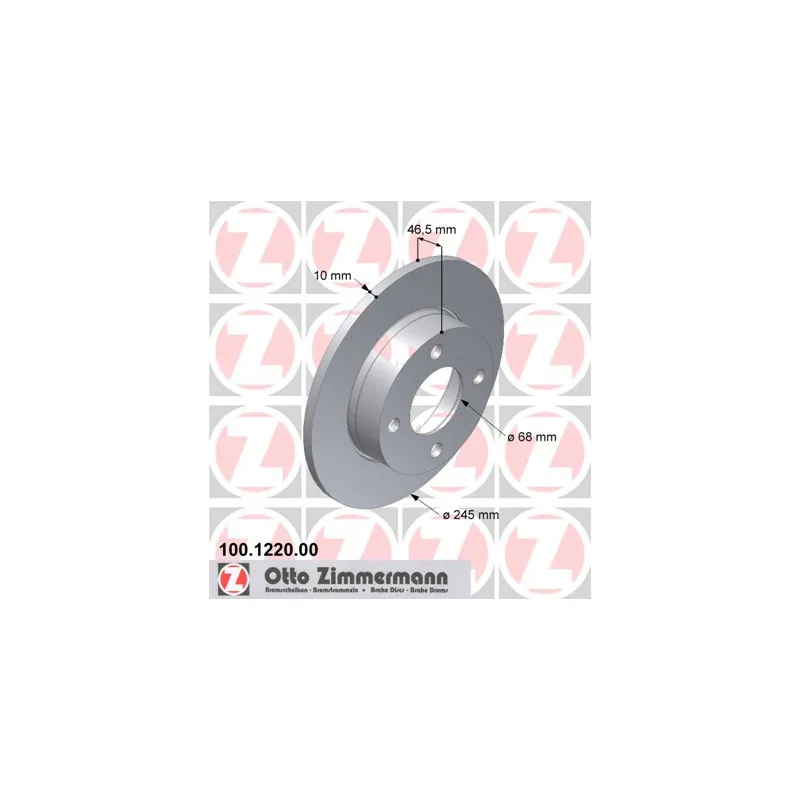 Jeu de 2 disques de frein arrière ZIMMERMANN 100.1220.00