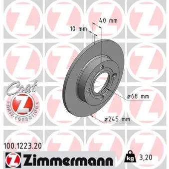 Jeu de 2 disques de frein arrière ZIMMERMANN 100.1223.20