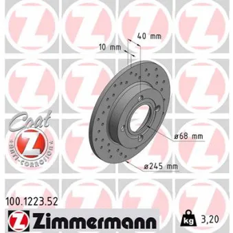 Jeu de 2 disques de frein arrière ZIMMERMANN 100.1223.52