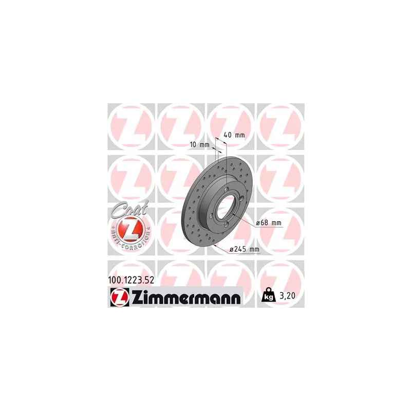Jeu de 2 disques de frein arrière ZIMMERMANN 100.1223.52