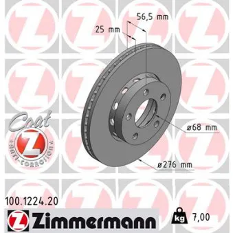 Jeu de 2 disques de frein avant ZIMMERMANN 100.1224.20