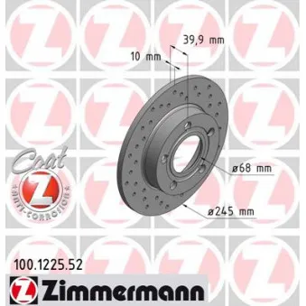 Jeu de 2 disques de frein arrière ZIMMERMANN 100.1225.52