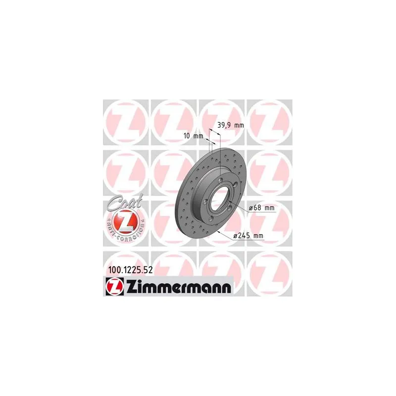 Jeu de 2 disques de frein arrière ZIMMERMANN 100.1225.52