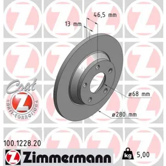 Jeu de 2 disques de frein avant ZIMMERMANN 100.1228.20