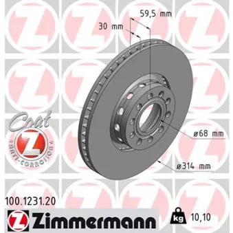 Jeu de 2 disques de frein avant ZIMMERMANN 100.1231.20