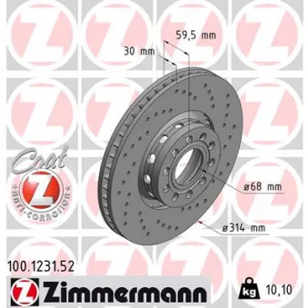Jeu de 2 disques de frein avant ZIMMERMANN 100.1231.52