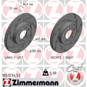 Jeu de 2 disques de frein avant ZIMMERMANN 100.1234.53