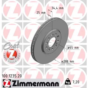Jeu de 2 disques de frein avant ZIMMERMANN 100.1235.20