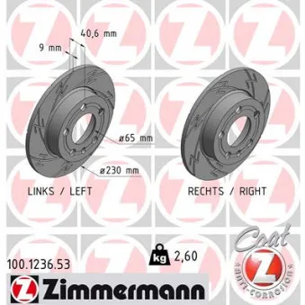 Jeu de 2 disques de frein arrière ZIMMERMANN 100.1236.53