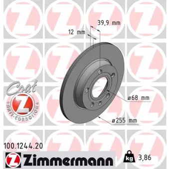 Jeu de 2 disques de frein arrière ZIMMERMANN 100.1244.20