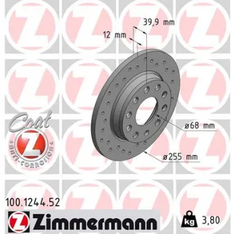 Jeu de 2 disques de frein arrière ZIMMERMANN 100.1244.52