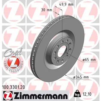 Jeu de 2 disques de frein avant ZIMMERMANN 100.3301.20