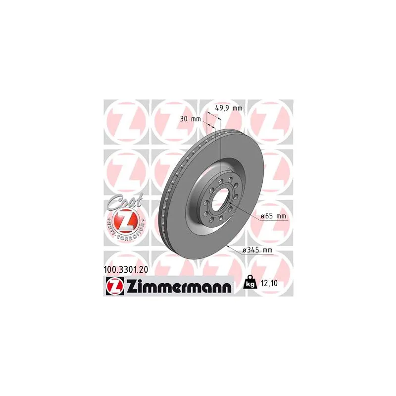 Jeu de 2 disques de frein avant ZIMMERMANN 100.3301.20