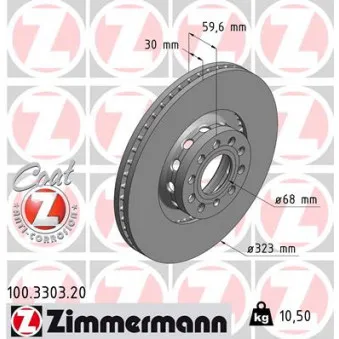 Jeu de 2 disques de frein avant ZIMMERMANN 100.3303.20